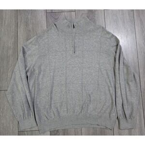 Van Heusen Men's XXL 1/4 Zip Sweater Pullover Gray Knit Textured Cotton Blend